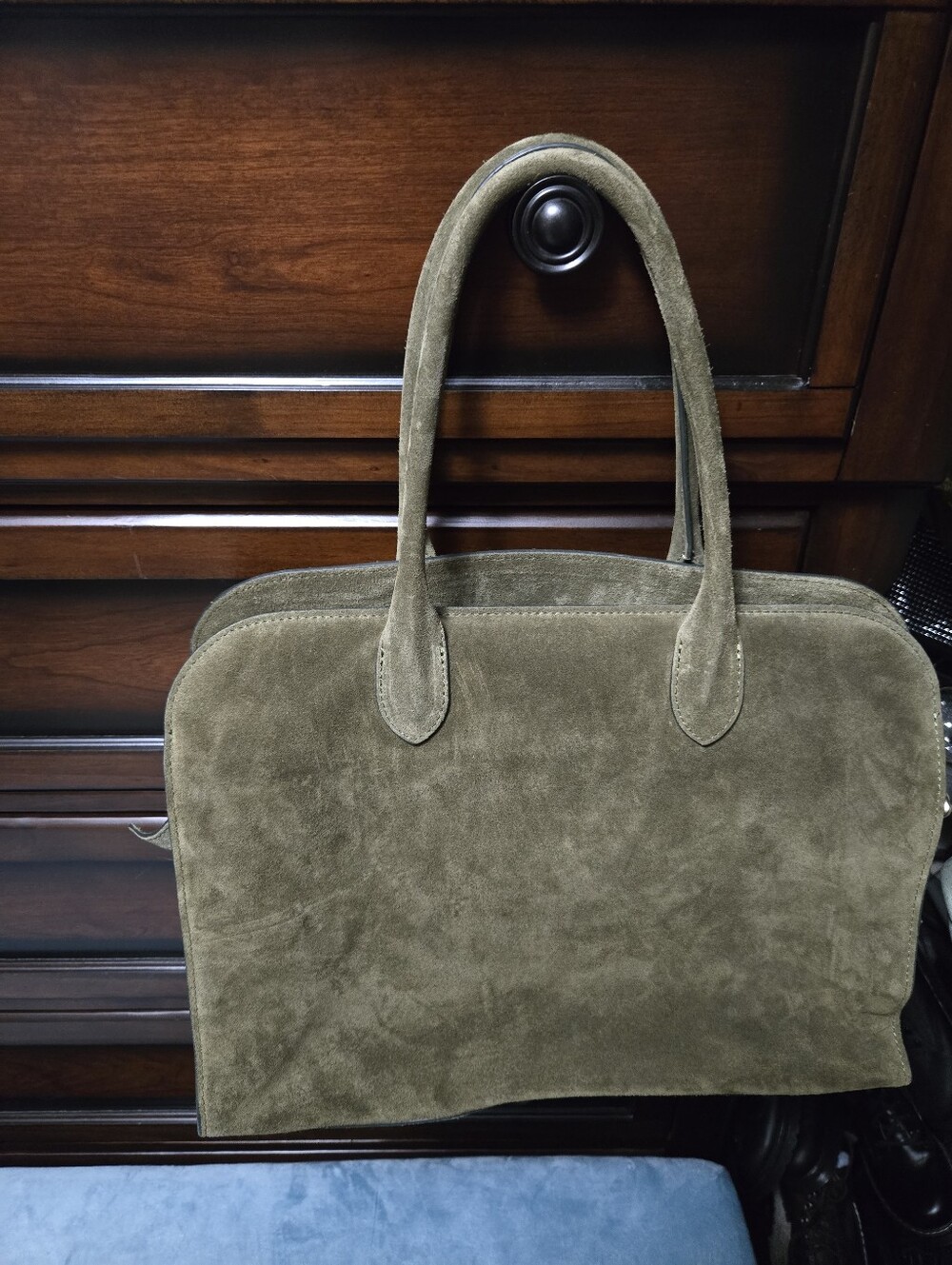 Claudia Firenze Suede Green Satchel $100